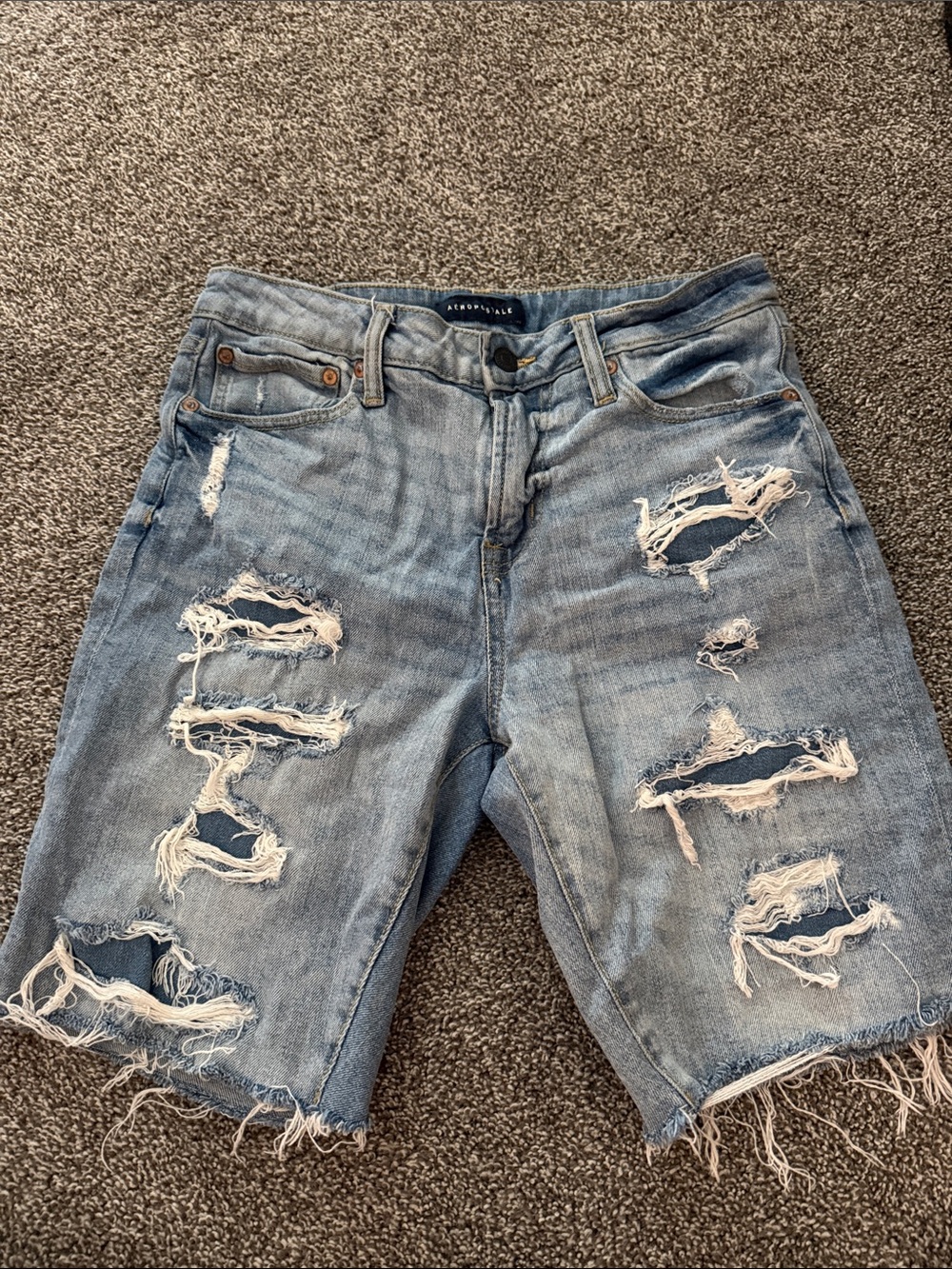 Aeropostale Light Blue ripped Denim Jean Shorts